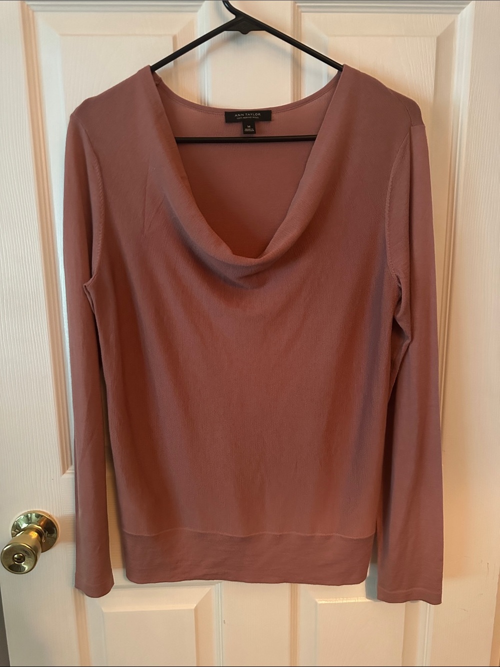Ann Taylor Mauve Cowl Neck Long Sleeve Top